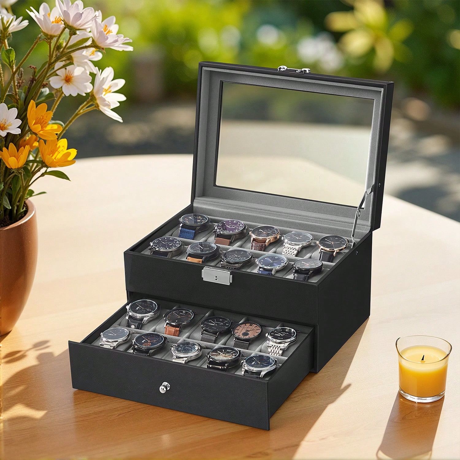 Watches Jewelry Holder - Scatola Porta Orologi a 20 Scomparti