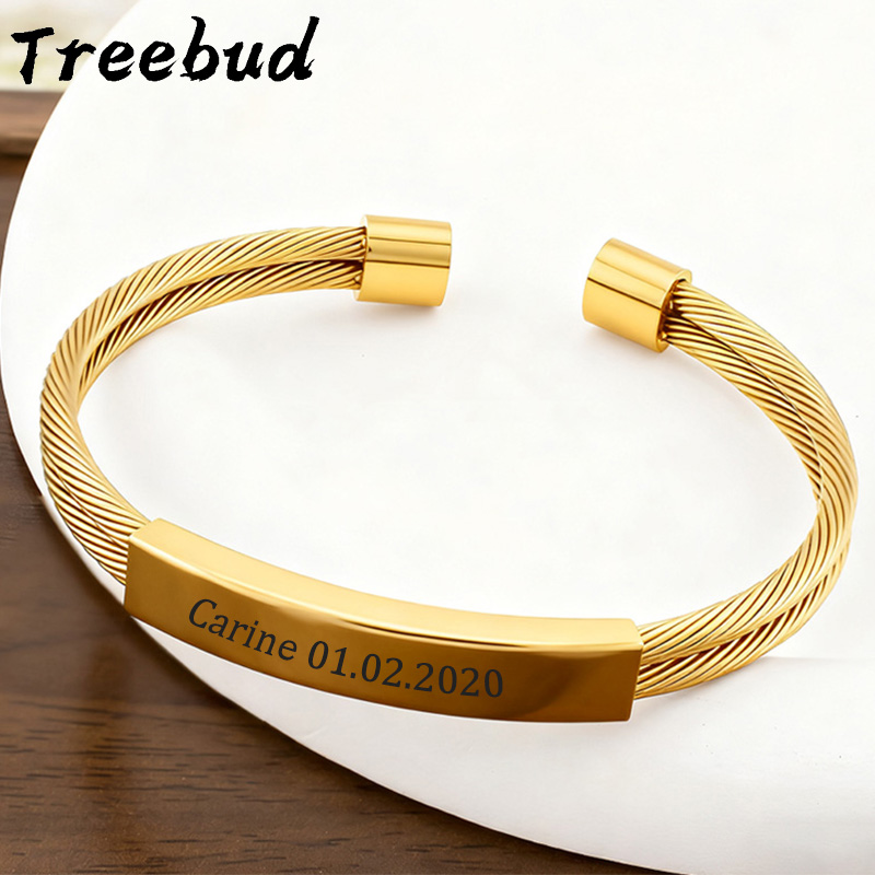 Cuff Bangle Bracelet - Bracciale con nomi personalizzati Treebud per
