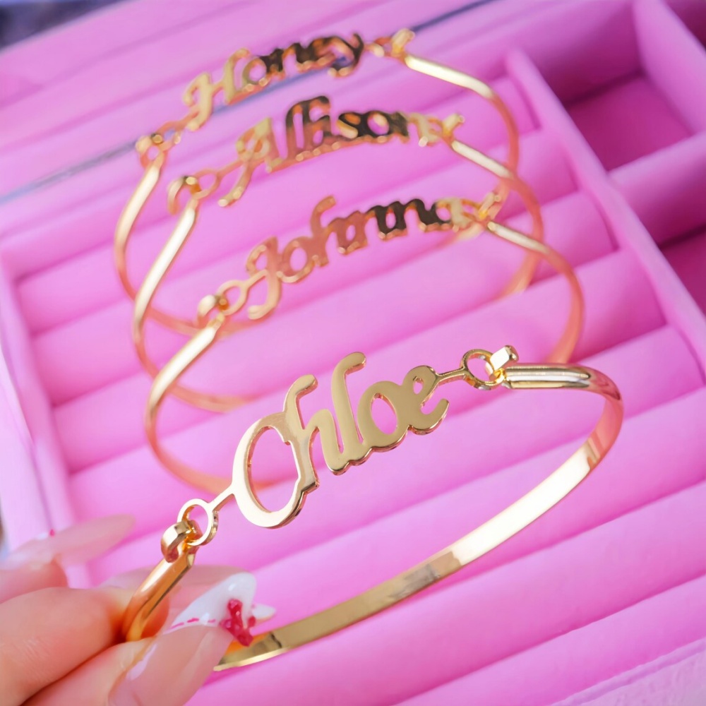 Cuff Bangle Bracelet - Bracciali con nome personalizzato per donna